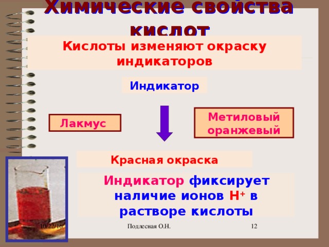 окраска индикаторов в растворе азотной кислоты